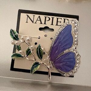Napier Purple and Silver Butterfly Brooch